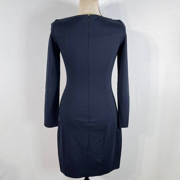 Akris Punto Sheath Mini Dress Women's Size 4 Navy White Colorblock 3/4 Sleeves - Picture 4 of 9